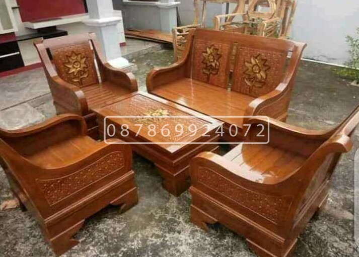 kursi tamu ukiran semut 2111 seater kayu jati tua berkualitas Jepara